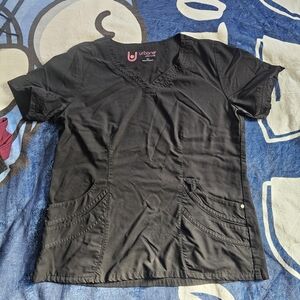 Urbane Classic Black V-Neck Scrub Top